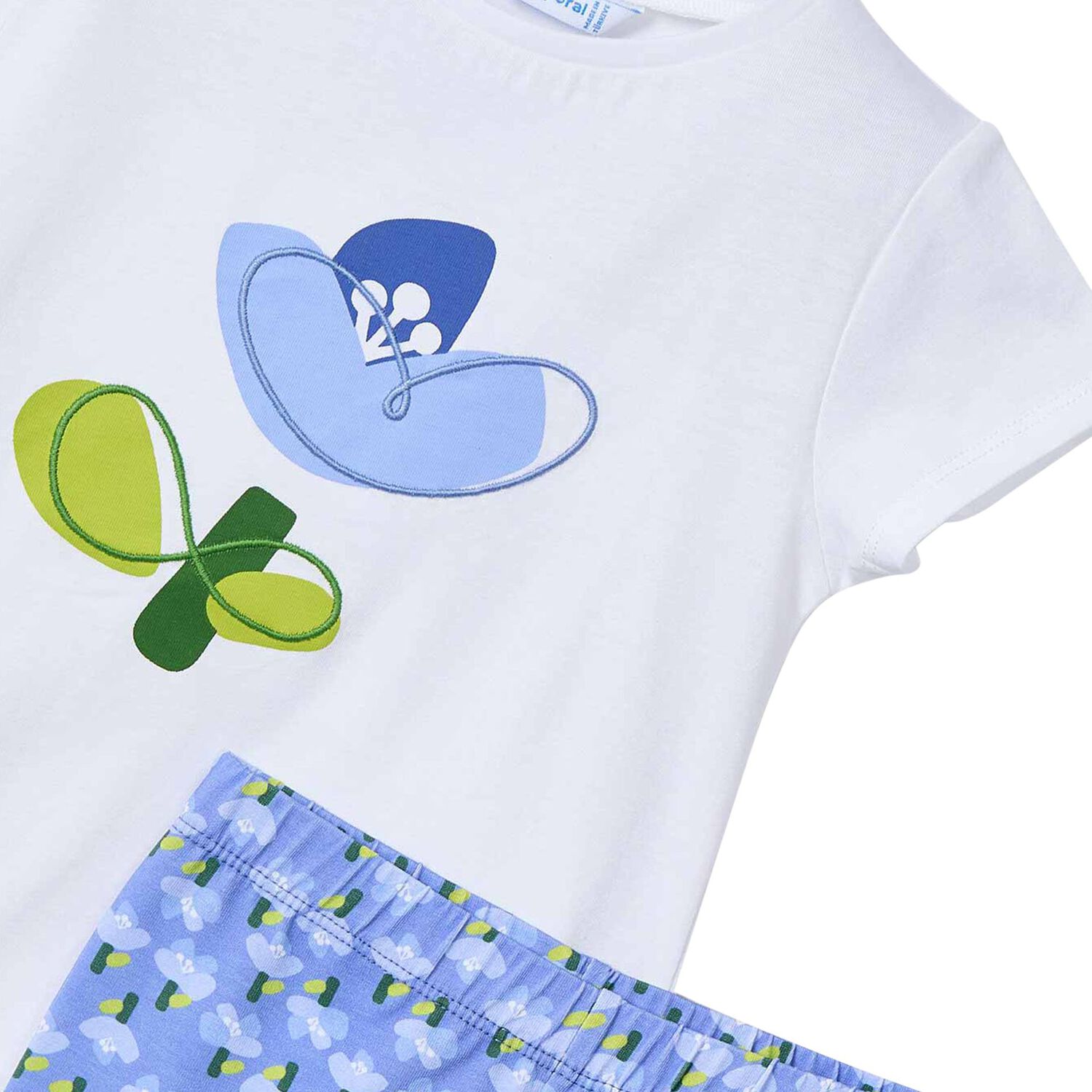 Girls white & blue floral leggings set, 1, hi-res image number null