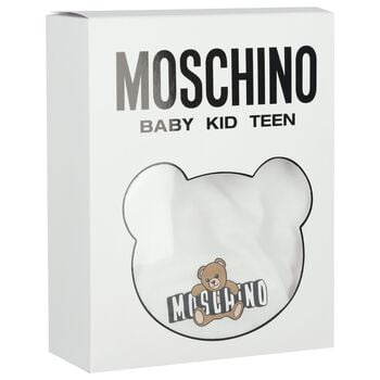 White Teddy Bear Logo Babygrow Gift Set