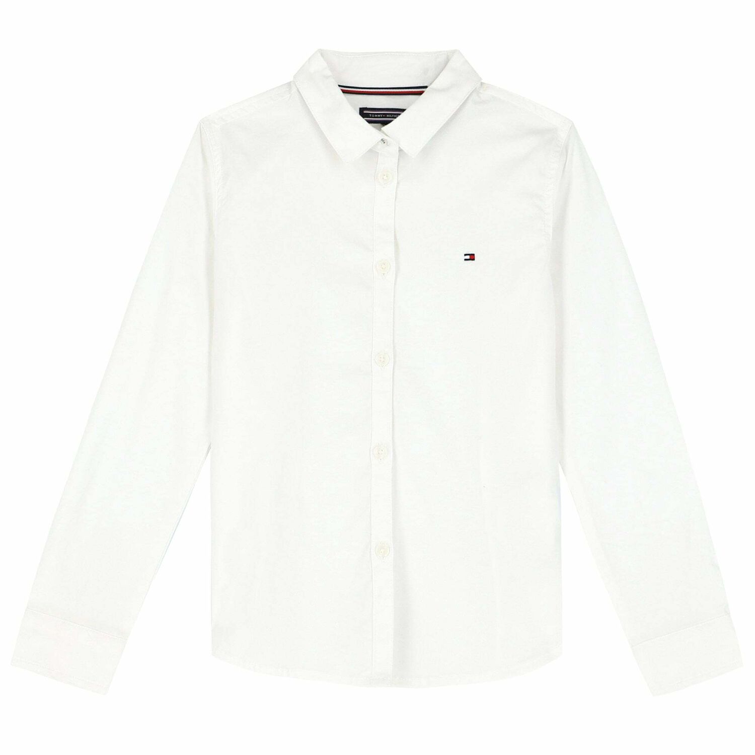 بلوزة قطن بالشعار باللون الابيض للبنات, 1, hi-res