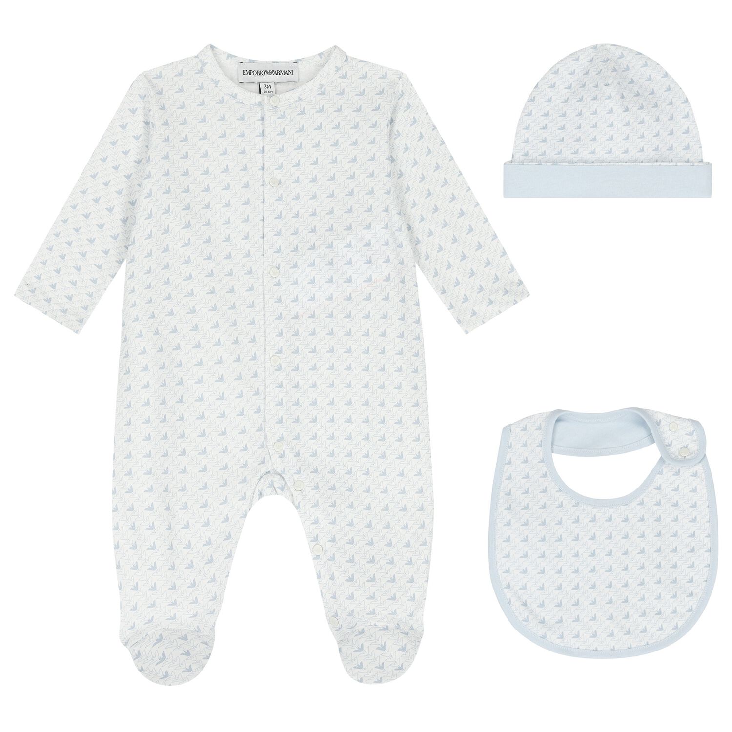 Baby Boys Blue Logo Babygrow Set, 3, hi-res