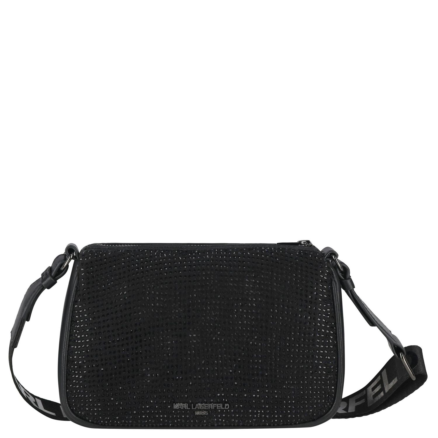 Girls Black Embellished Logo Handbag, 1, hi-res