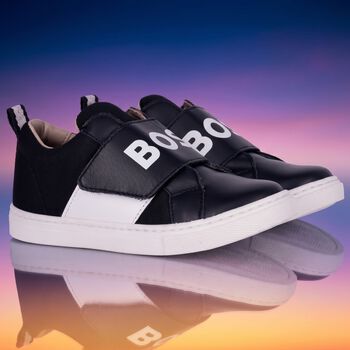 Boys Black Logo Trainers