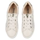Girls Ivory & Gold Logo Trainers, 1, hi-res