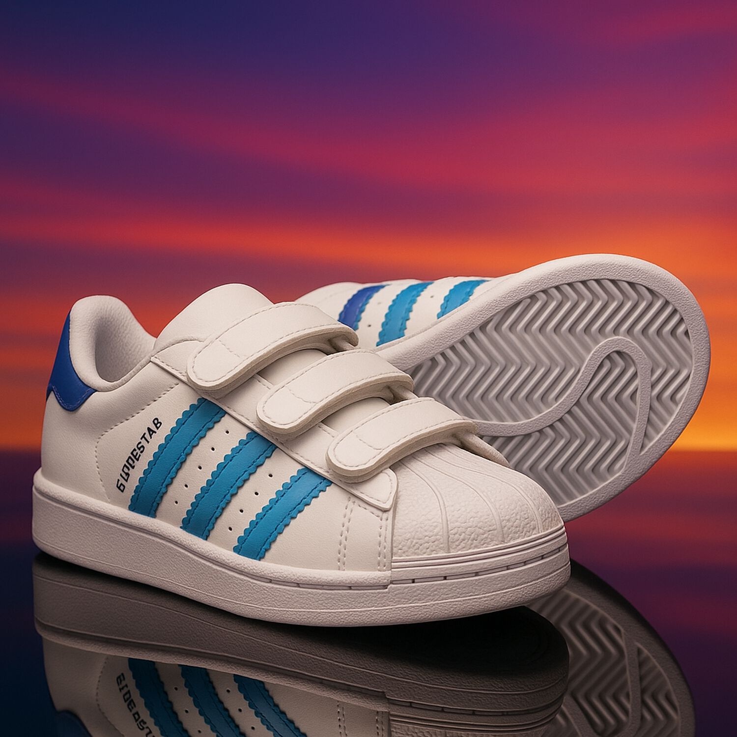 White & Blue Superstar CF Trainers, 1, hi-res image number null