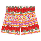 Girls Red & White Floral Shorts, 1, hi-res