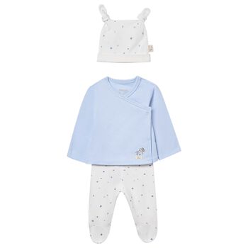 Baby Boys Ivory & Blue 2 Piece Babygrow Set