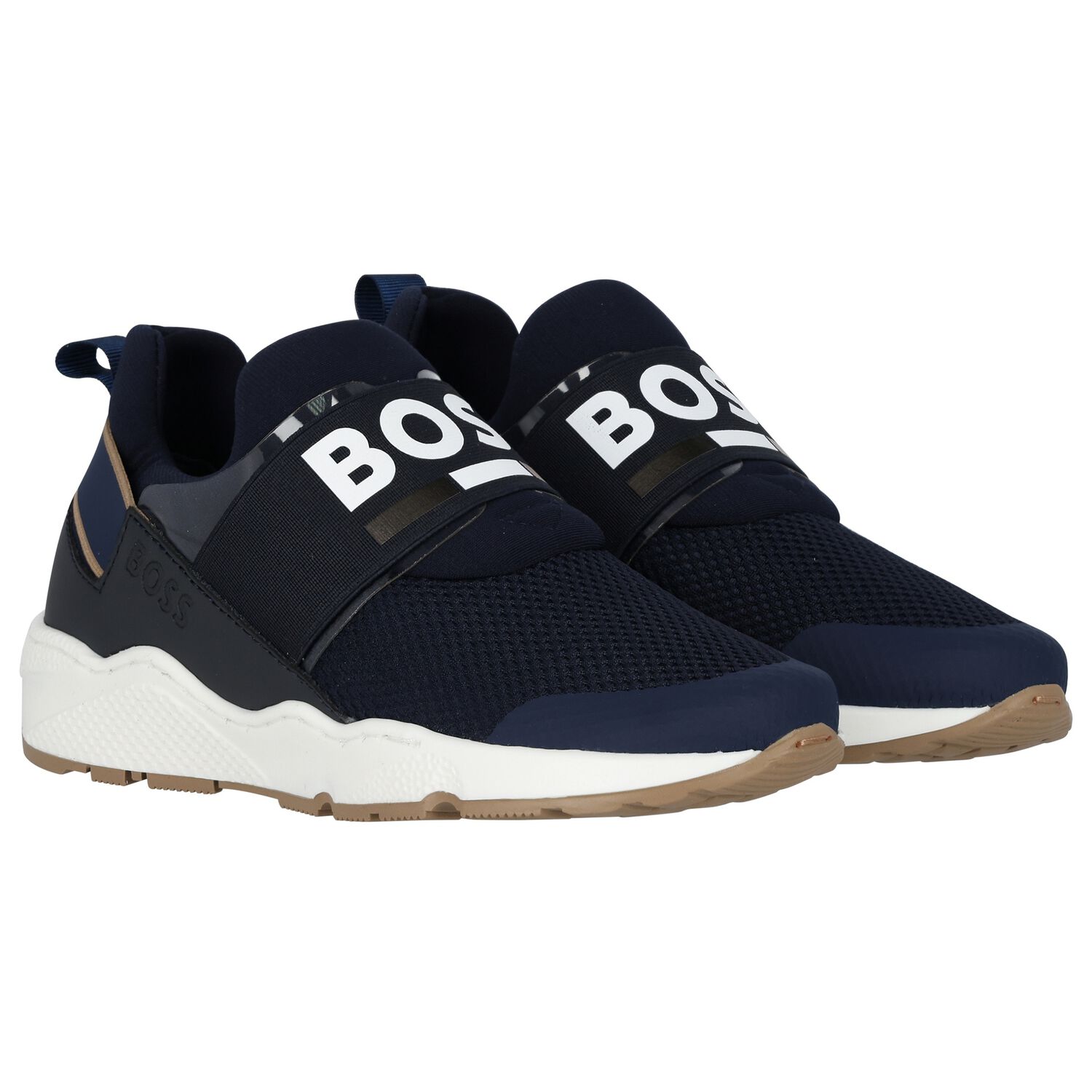 Boys Navy Blue Logo Trainers, 2, hi-res image number null