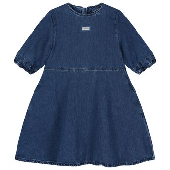 Girls Blue Logo Denim Dress