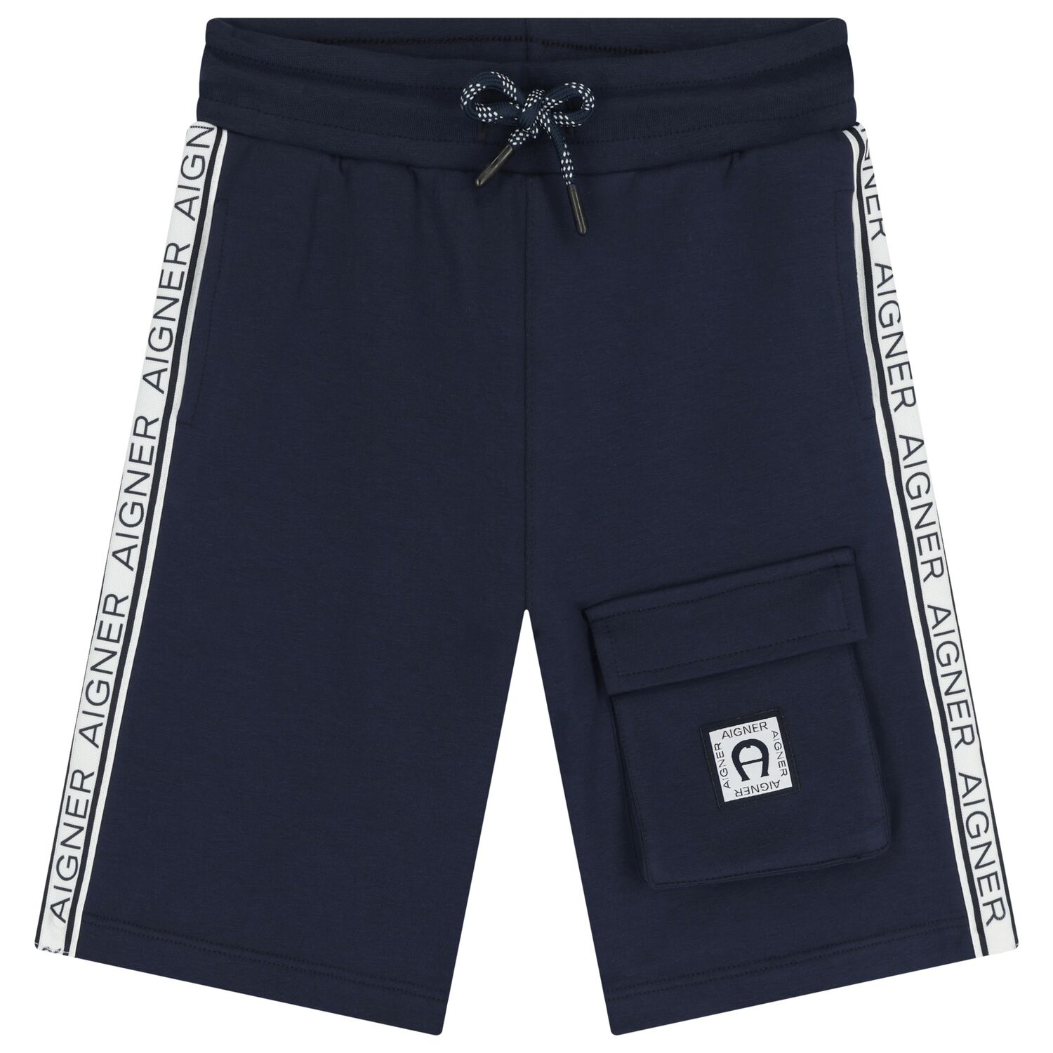 Boys Navy Blue Logo Shorts, 2, hi-res