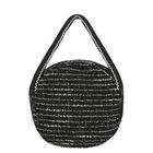 Girls Black Bow Tweed Handbag, 1, hi-res