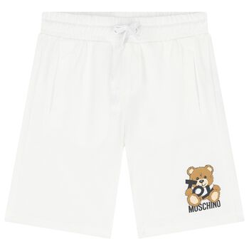 Boys White Teddy Bear Logo Shorts