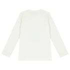 توب بنات بأكمام بالشعار باللون الأبيض, 1, hi-res