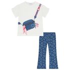 Girls White & Denim Blue Heart Leggings Set, 1, hi-res