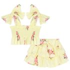 Girls Yellow Floral Skort Set, 1, hi-res