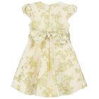 Girls Ivory & Gold Brocade Dress, 1, hi-res
