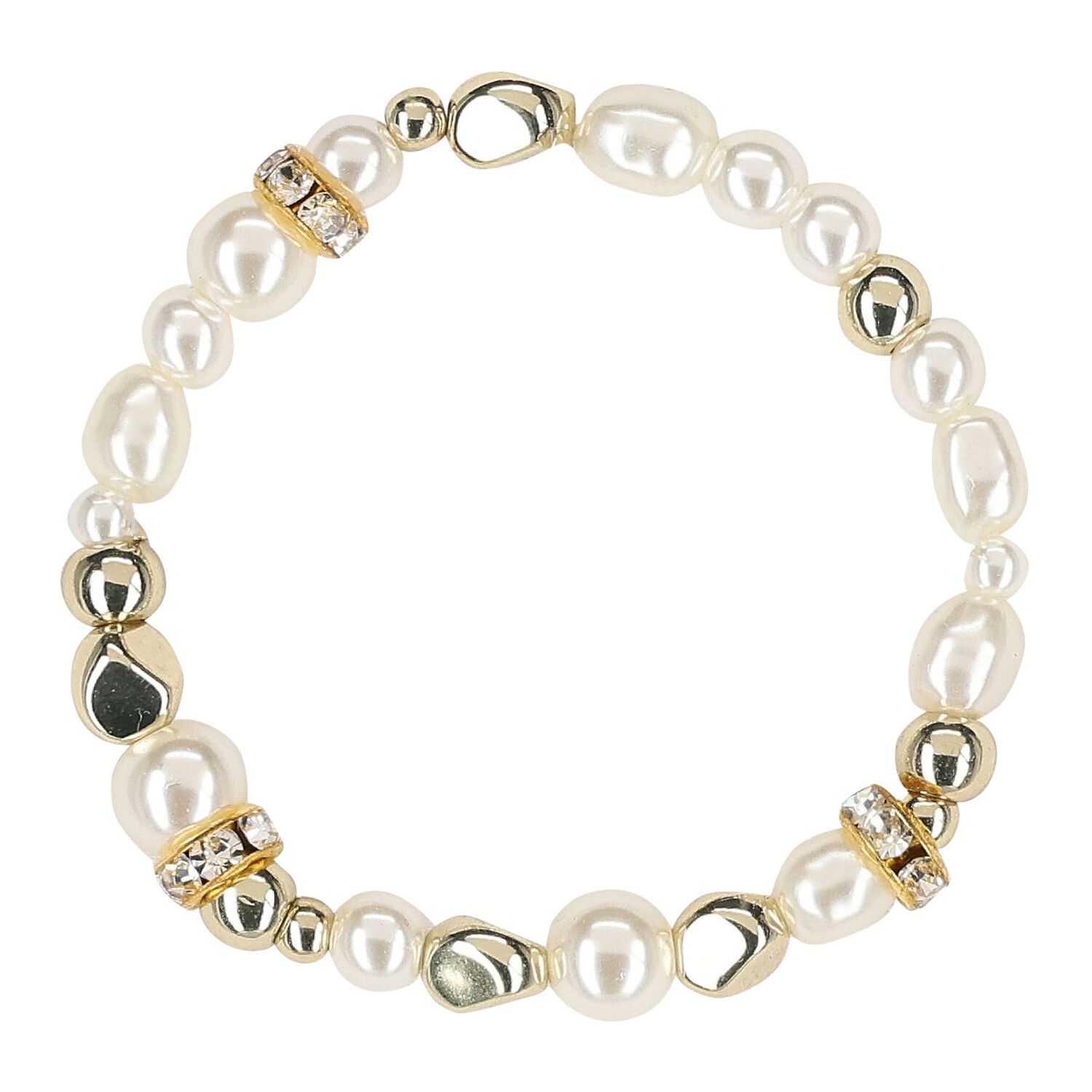 أساور مزينة بالخرز باللون الأبيض والذهبي للبنات ( 4 قطع), 2, hi-res