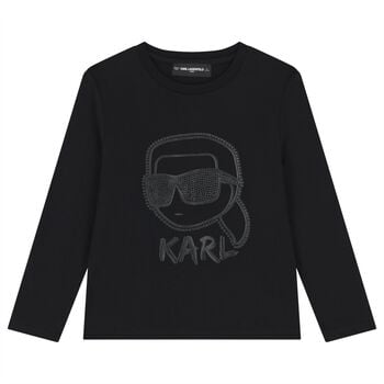 Boys Black Ikonik Karl Long Sleeve Top