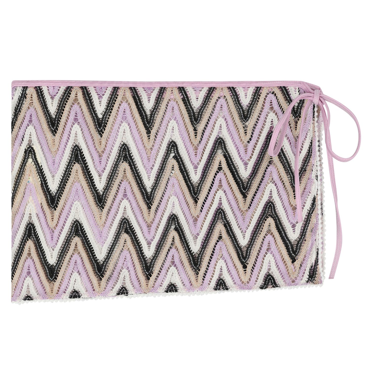 تنوره كروشيه للبنات بشكل متعرج باللون البنفسجى والاسود والعاجى , 1, hi-res