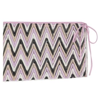 تنوره كروشيه للبنات بشكل متعرج باللون البنفسجى والاسود والعاجى 