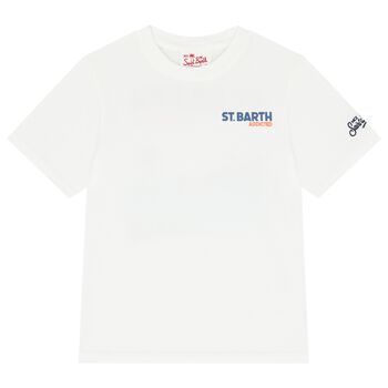 Boys White Logo Print T-Shirt