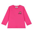 Younger Girls Pink Teddy Bear Logo Long Sleeve Top, 3, hi-res