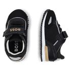 Younger Boys Black & Beige Logo Trainers, 1, hi-res