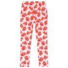 Girls Red & Pink Floral Leggings, 1, hi-res