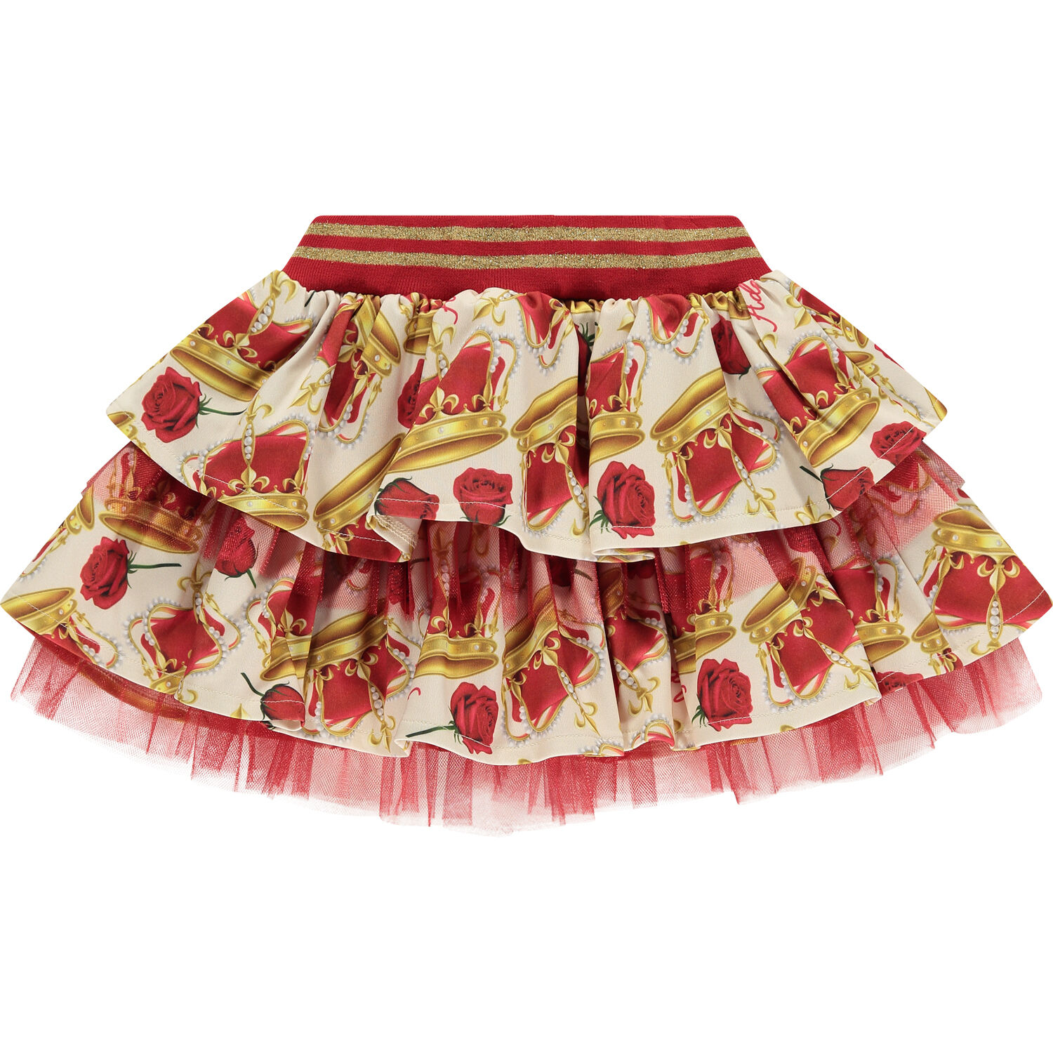 Girls Red & Ivory Crown Skirt Set, 1, hi-res image number null