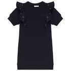 Girls Navy Blue Logo Dress, 2, hi-res