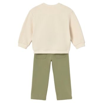 Younger Boys Beige & Green Tracksuit
