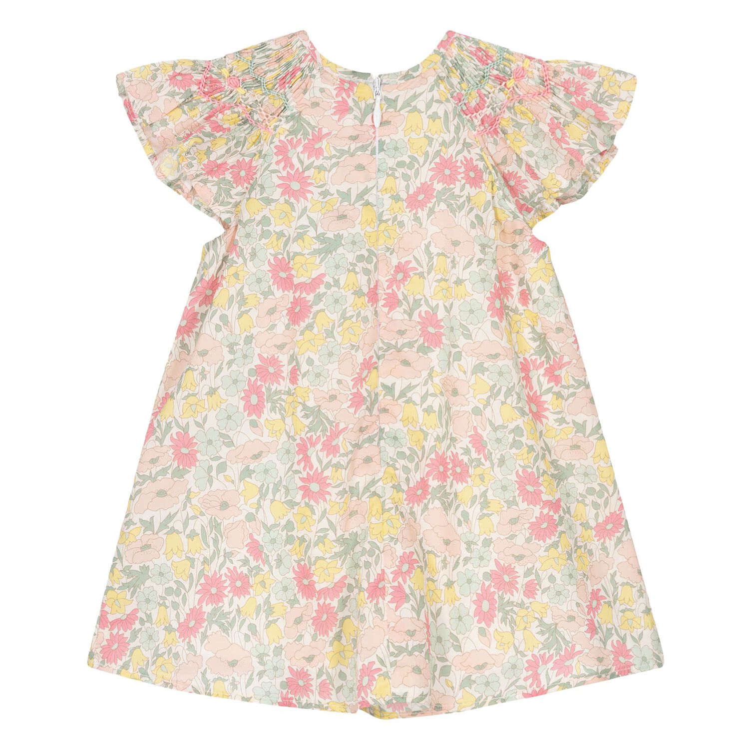 Baby Girls Pink & Yellow Liberty Print Dress, 2, hi-res