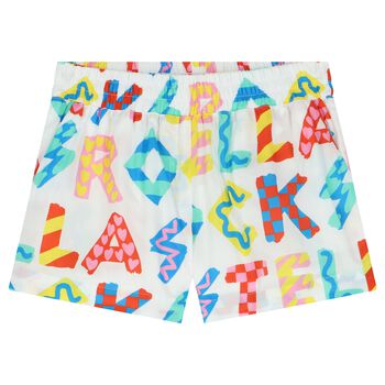 Girls Ivory Alphabet Shorts