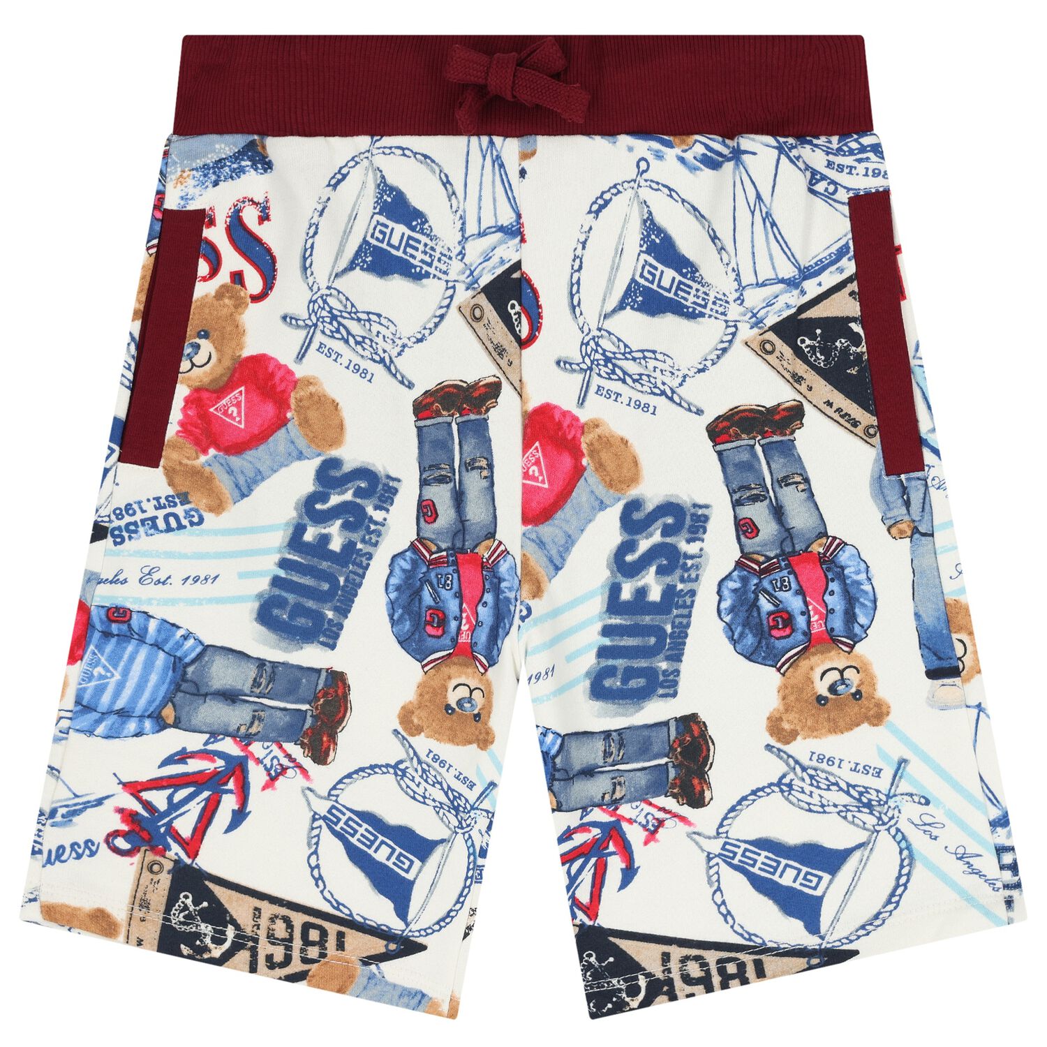 Boys White Logo Shorts, 1, hi-res