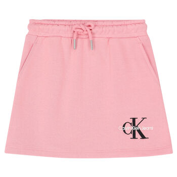 Girls Pink Embroidered Logo Skirt