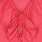 طقم شورت مكشكش للبنات باللون الأحمر , 1, hi-res