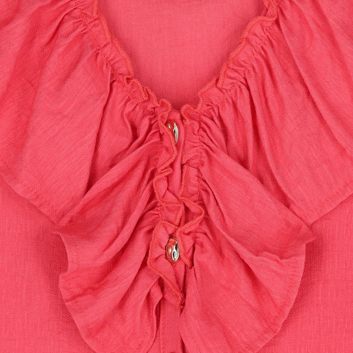 طقم شورت مكشكش للبنات باللون الأحمر , 1, hi-res