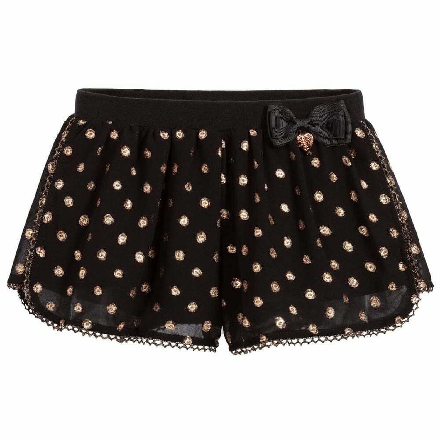 Girls Black & Gold Shorts, 1, hi-res