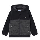 Boys Black Zip Up Top, 1, hi-res