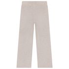 Girls Beige Knitted Trousers Set, 1, hi-res