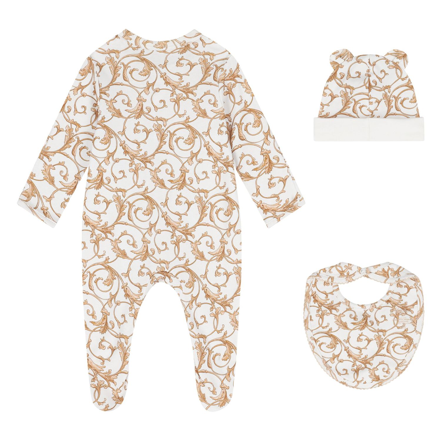 White & Gold Babygrow Gift Set (3 Piece), 1, hi-res