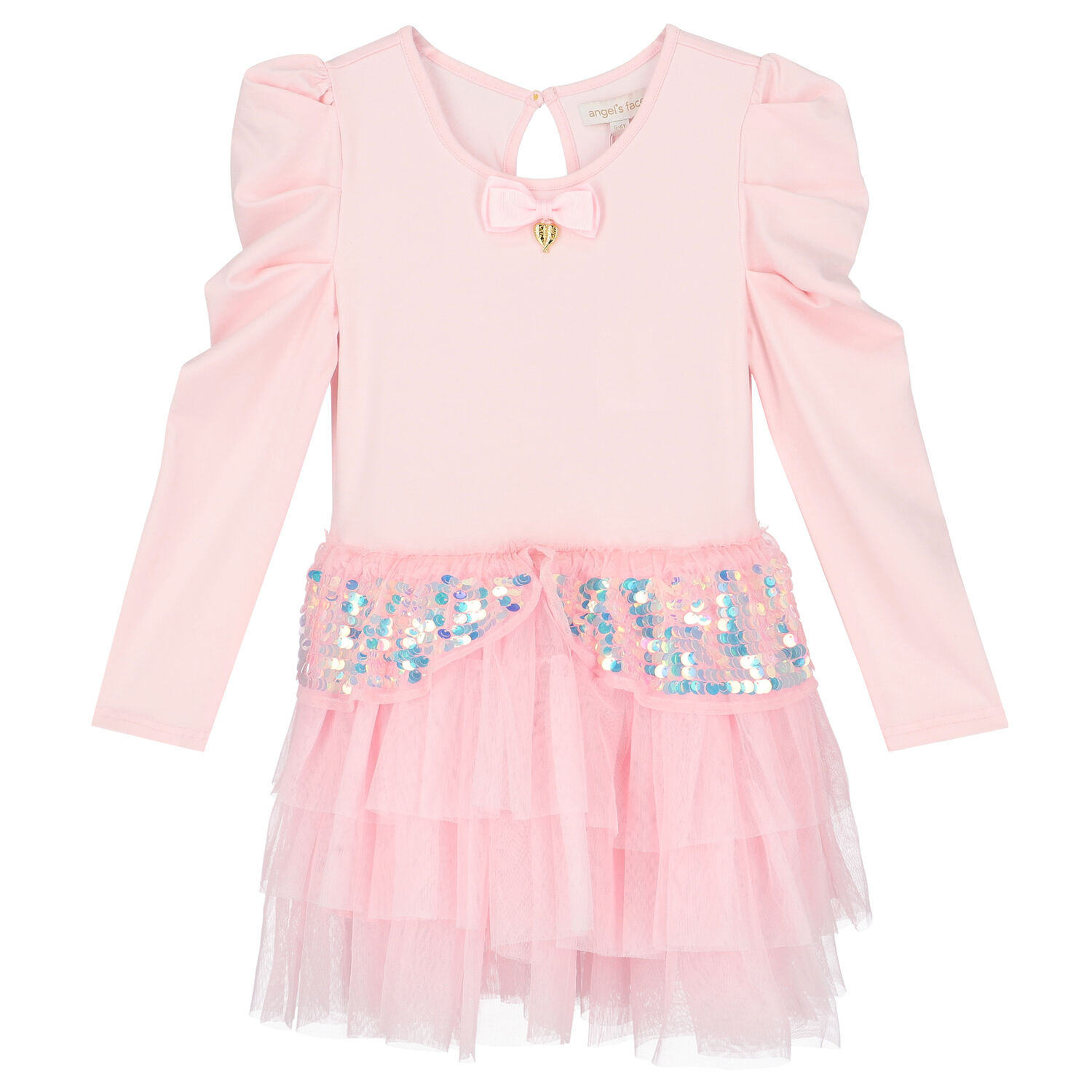 Girls Pink Embellished Tulle Dress, 1, hi-res