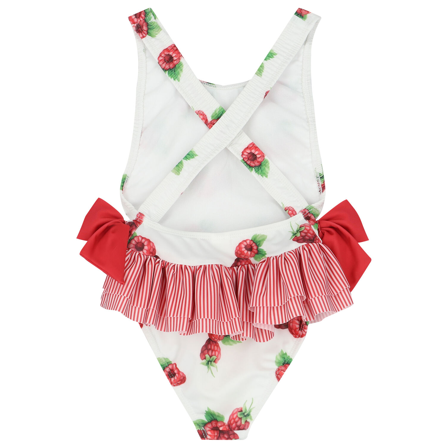 Girls White & Red Raspberries Swimsuit, 2, hi-res image number null