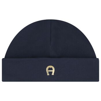 Baby Boys Navy Blue & Gold Logo Hat