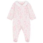 Baby Girls White & Pink Toile de Jouy Babygrow, 1, hi-res