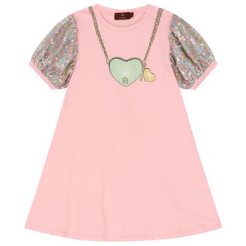 Girls Pink Logo Heart Dress