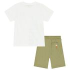 Boys White, Orange & Green Shorts Set, 2, hi-res
