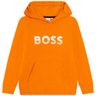 Boys Orange Logo Hooded Top, 1, hi-res