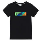 Boys Black Logo T-Shirt, 1, hi-res