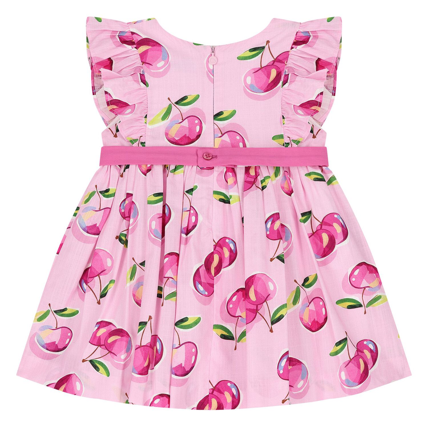 Younger Girls Pink Cherry Dress, 1, hi-res