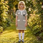 فستان بناتي باللون الأسود و الذهبي بشعار, 2, hi-res